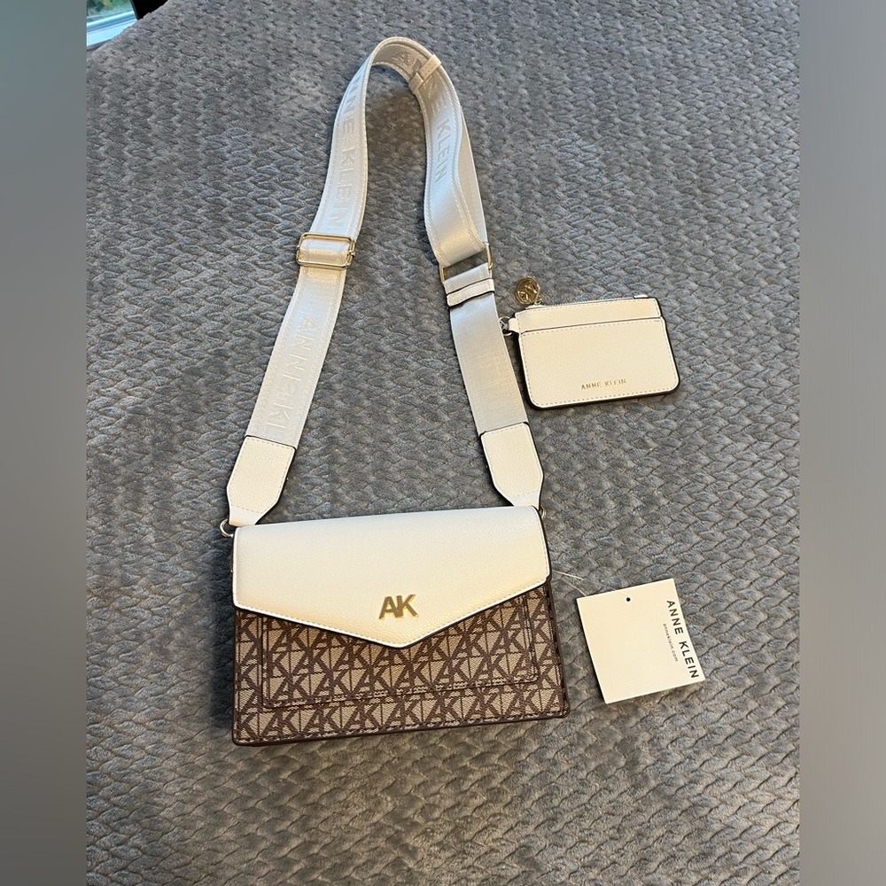 Anne Klein logo flap cossbody bag